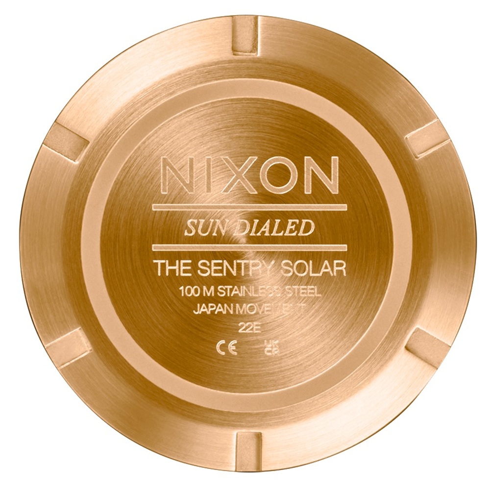 NWT Nixon Sentry Solar Stainless Steel All Gold/Black - Picture 9 of 11